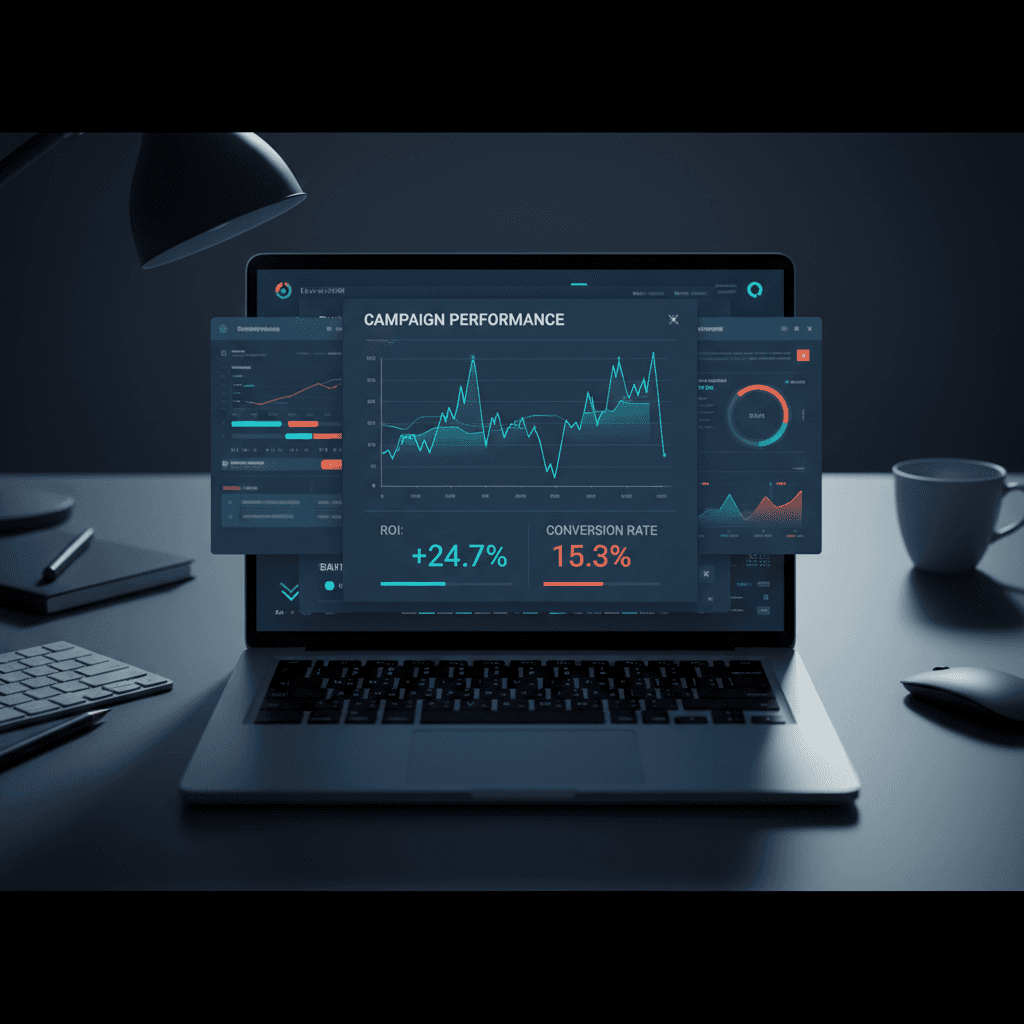 Performance advertising dashboard with campaign metrics